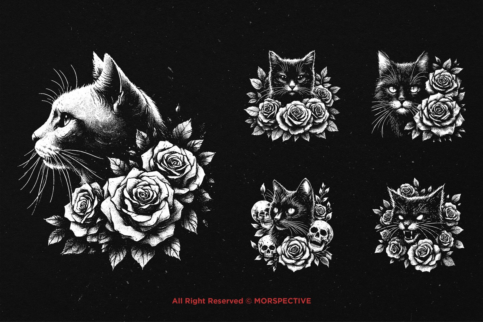 10 Bundle Dark Art Cat Floral 3 10 Bundle Dark Art Cat Floral - Image 3