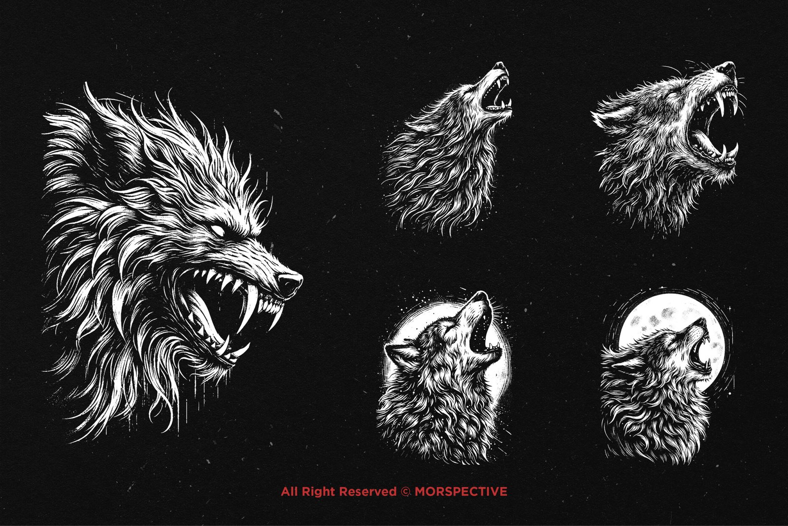 10 Bundle Dark Art Wolf Howling 4 10 Bundle Dark Art Wolf Howling - Image 4