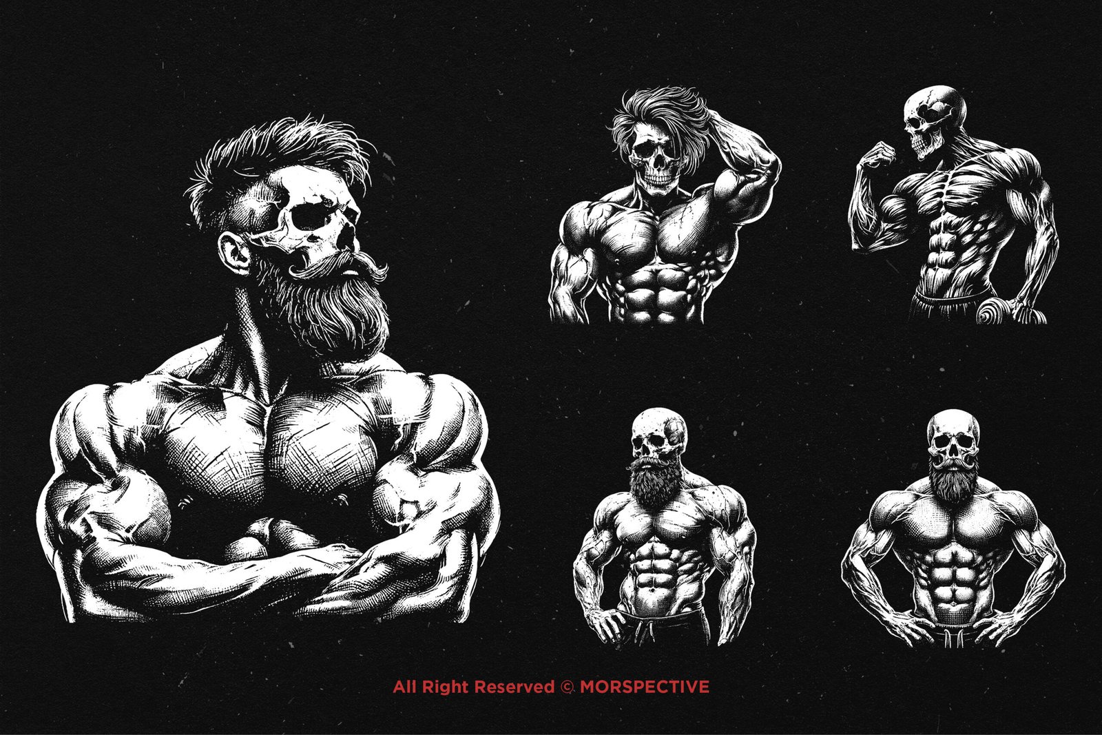 10 Bundle Dark Art Skull Bodybuilder 4 10 Bundle Dark Art Skull Bodybuilder - Image 4