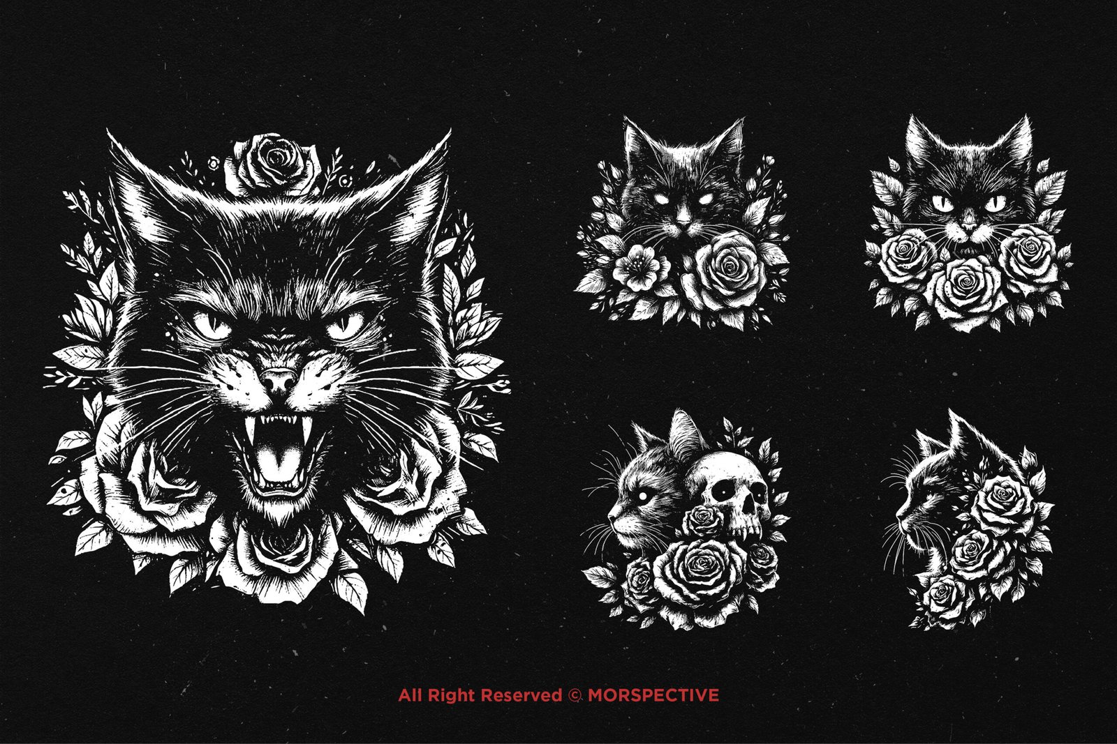 10 Bundle Dark Art Cat Floral 4 10 Bundle Dark Art Cat Floral - Image 4