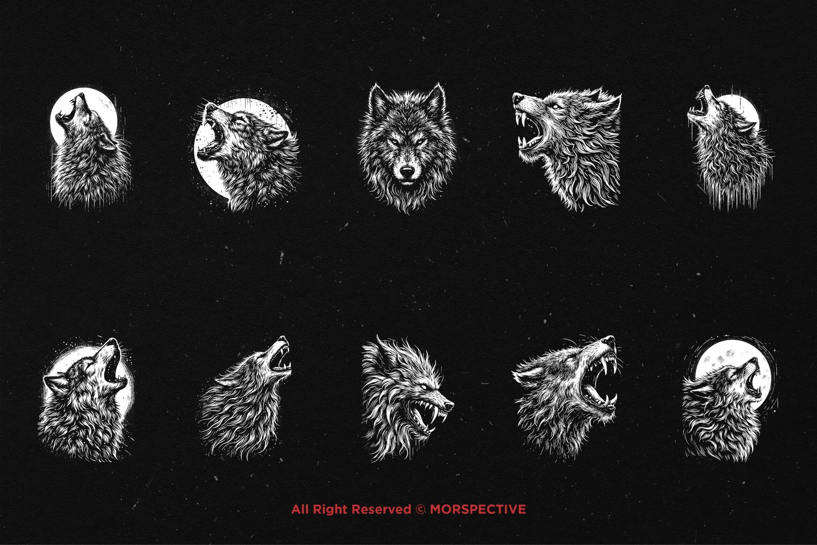 10 Bundle Dark Art Wolf Howling 5 10 Bundle Dark Art Wolf Howling - Image 5