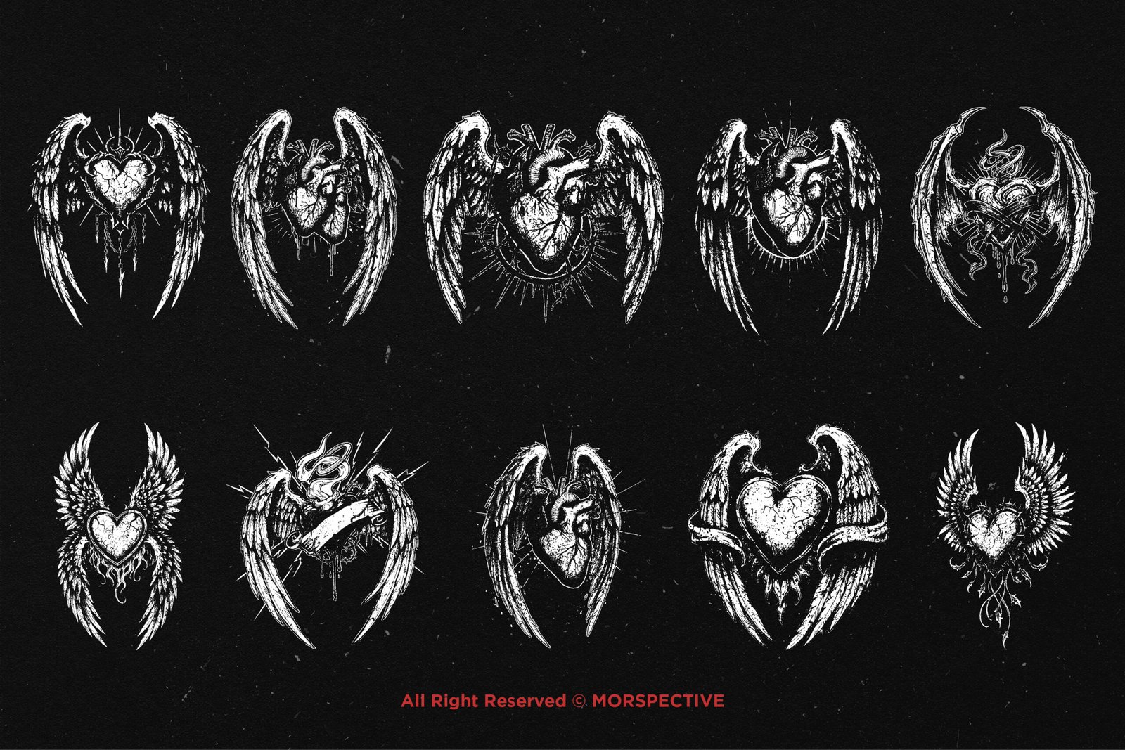 10 Bundle Dark Art Heart Wing 5 10 Bundle Dark Art Heart Wing - Image 5